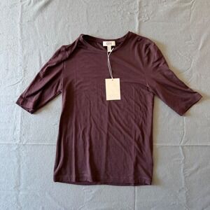 COS Eggplant Purple Wool Blend Elbow Sleeve Slim Fit T-Shirt Size M NWT